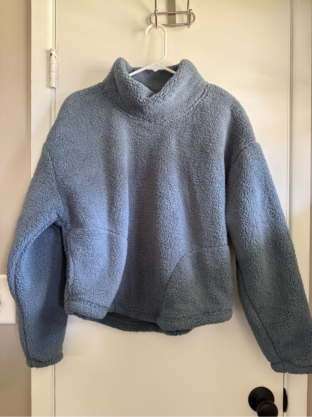 all in motion Blue Sherpa Funnel-Neck Teddy Jacket Cropped, Size XL
